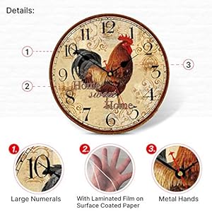 Taheatfarmhouseroosterwallclockbatteryoperatedsilentarabicnumeralsclockcountryvintagewallclocksforhomeofficeschool8inch Urban Country Home Decor Taheat farmhouse rooster wall clock battery operated silent arabic numerals clock country vintage wall clocks for homeofficeschool 8 inch urban country home decor
