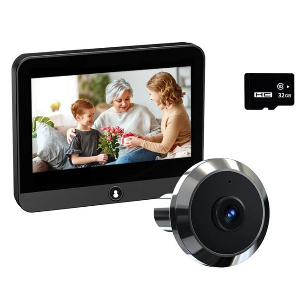 Oewwthy Tuya WiFi 2MP 4.3 Inch Digital Doorbell Eye Electronic Peephole Doorbell PIR Motion Detection Door Camera Including 32G Memory Card