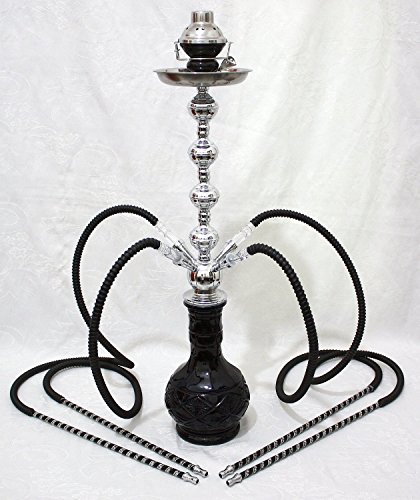 New Sale!! 28" The Mystic Large Black 4 Hose Hookah Pipe Sheesha Narghile