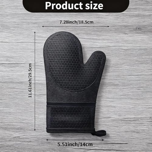Manoplas de silicona para horno, 2 unidades, resistentes al calor, 315.6 °C, guantes de silicona antideslizantes para cocinar, hornear, barbacoa, guantes de cocina impermeables y cómodos (rojo)