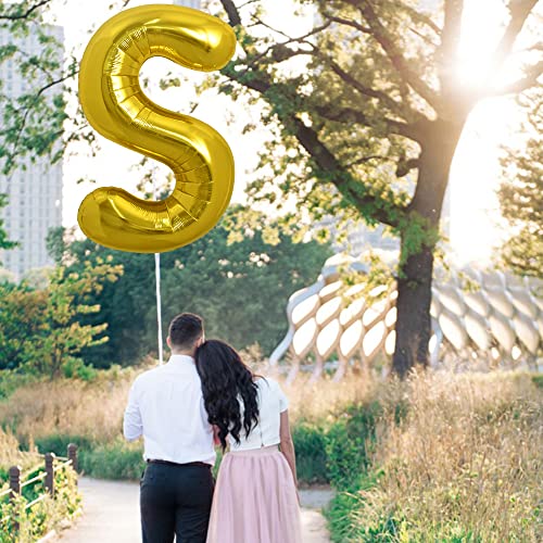 Image of TONIFUL 40 Inch Large Gold Letter S Balloons, Helium-Filled Mylar Big Balloons for 2026 New Year Eve Graduation Wedding Baby Shower Birthday Party & Anniversary Celebrations