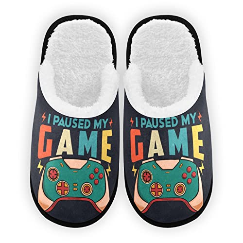 Joysticks Gamepad Video Game Slippers for Women Men, Memory Foam Non-Slip House Slippers Bedroom Home Shoes
