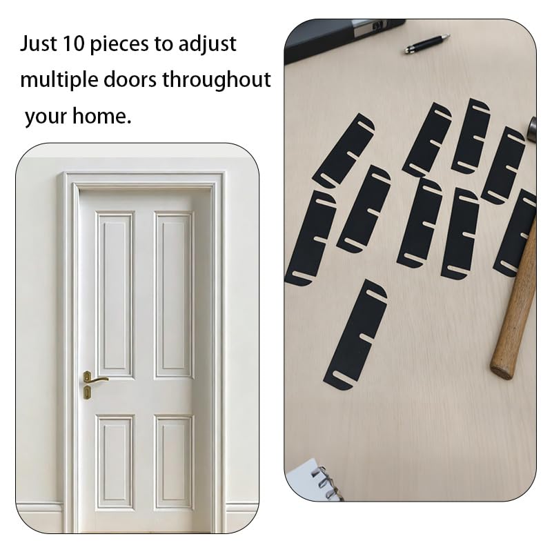 10 Pcs Door Hinge Shims for Hinge Repair Kit, Air Shim Door Shims 3.5 Inch Spacers for Door Alignment Fix Air Leakage Misalignment Sticking Doors Trimmable Black PC Material
