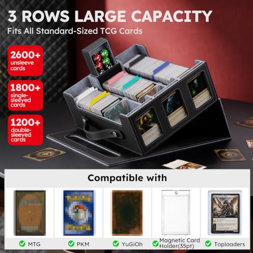 Image of Trading Card Storage Box, 2600+ MTG Deck Box with Magnetic Lid