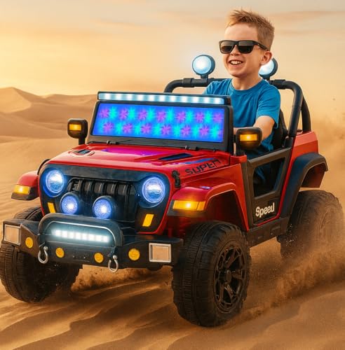 Image of Kawaii Kids 12V 4x4 Battery Operated Ride-On SUV for Kids with Parent Remote Control, Bluetooth, LED Lights, Corrosion-Resistant Paint, Big Size Electric Car for Boys & Girls Age 2-8 Years
