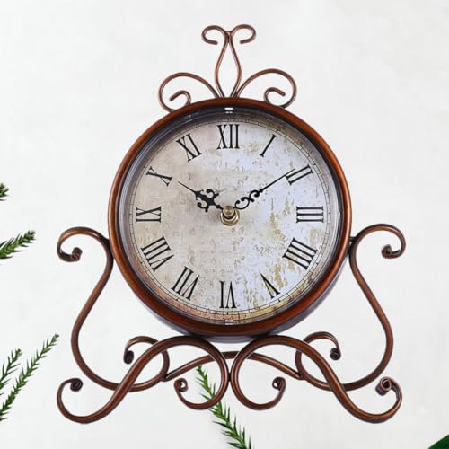 Reloj de escritorio retro de hierro con movimiento silencioso analógico para hogar 6