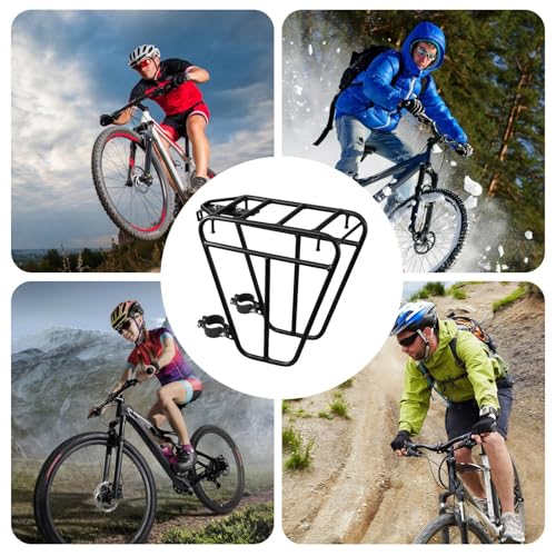 Fahrrad Gepäckträger Vorne - Frontgepäckträger Mountainbike Federgabel - Fahrrad Gepäckhalter Aus Stahl Kann Gepäckträgertasche/Fahrradkorb/Zelt/Schlafsack Tragen Für Mountainbike, Rennrad