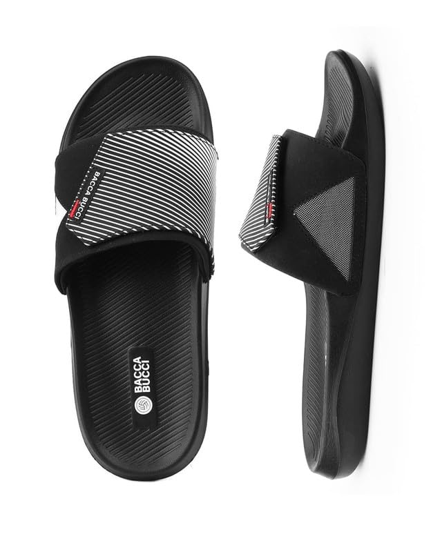 Image of Bacca Bucci Elevate Slides for Men | High-Grade Rubberized EVA Comfort Slides with Non-Skid Outsole | Soft Cushion Footbed | Lightweight Daily Wear Slip-Ons