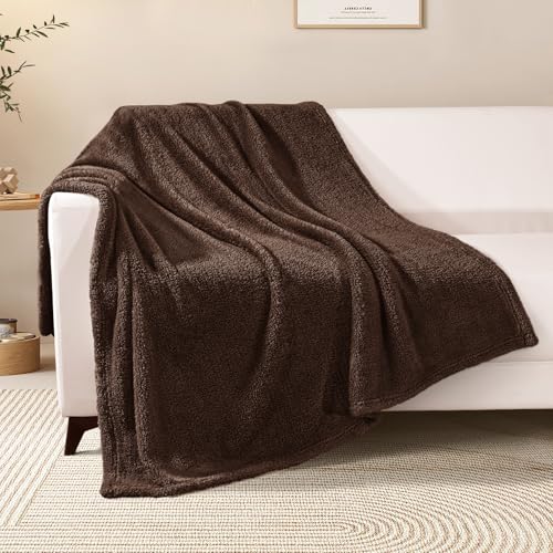 Exclusivo Mezcla Kuscheldecke Fleece Decke für Sofa, Flauschig Kuschelig und Warm Wohndecke Plüschdecke für alle Jahreszeiten, 130 x 150 cm, Braun
