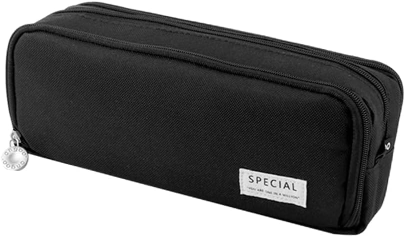 Large Pencil Case 3 Compartments Pencil Pouch Big Capacity Pencil Bag for Kids Teen Girls Boys Student School Supplies Oxford Organizer Pen Bag Cosmetic Makeup Pouch (King Black)-image-31