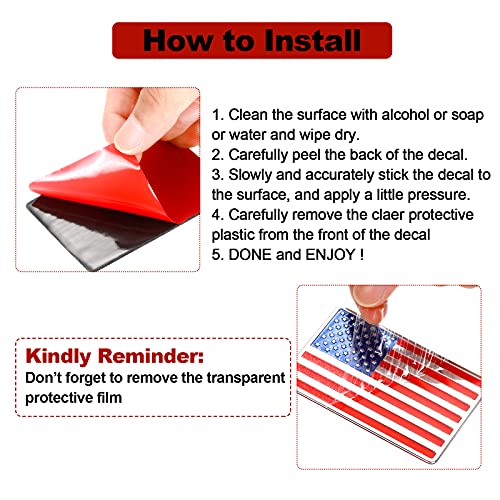 6 Pieces Flag Decal 3D Metal American Flag Sticker Decal Us Flag Emblem Sticker For Cars, Truck, Suv, Motorcycle, Rv, Scooter, Or Any Vehicle (Regular And Reverse Orientation,3.1 X 2 Inches) #TOP2