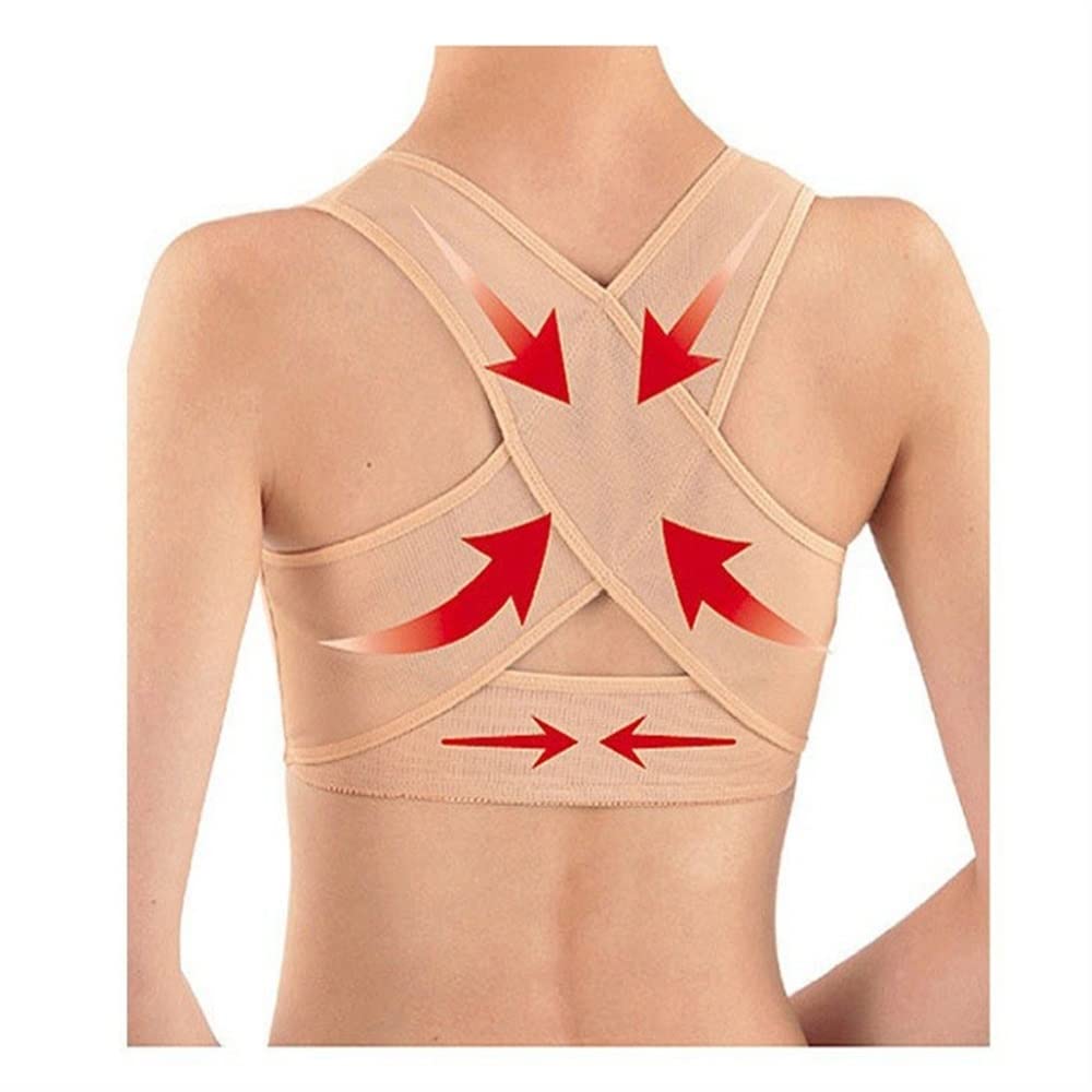 Supporto per La Parte Superiore della Schiena da Donna Correttore Posturale Invisibile Supporto per Spalle Collo E Clavicola Supporto per Il Torace Corsetto per La Colonna Vertebrale Adulti(Flesh,L)