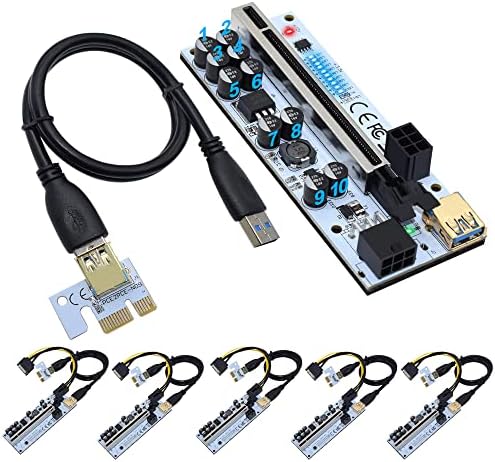 Amazon.com: 6 Pack PCIe Riser 1x to 16x, GPU Mining Card Powered ...