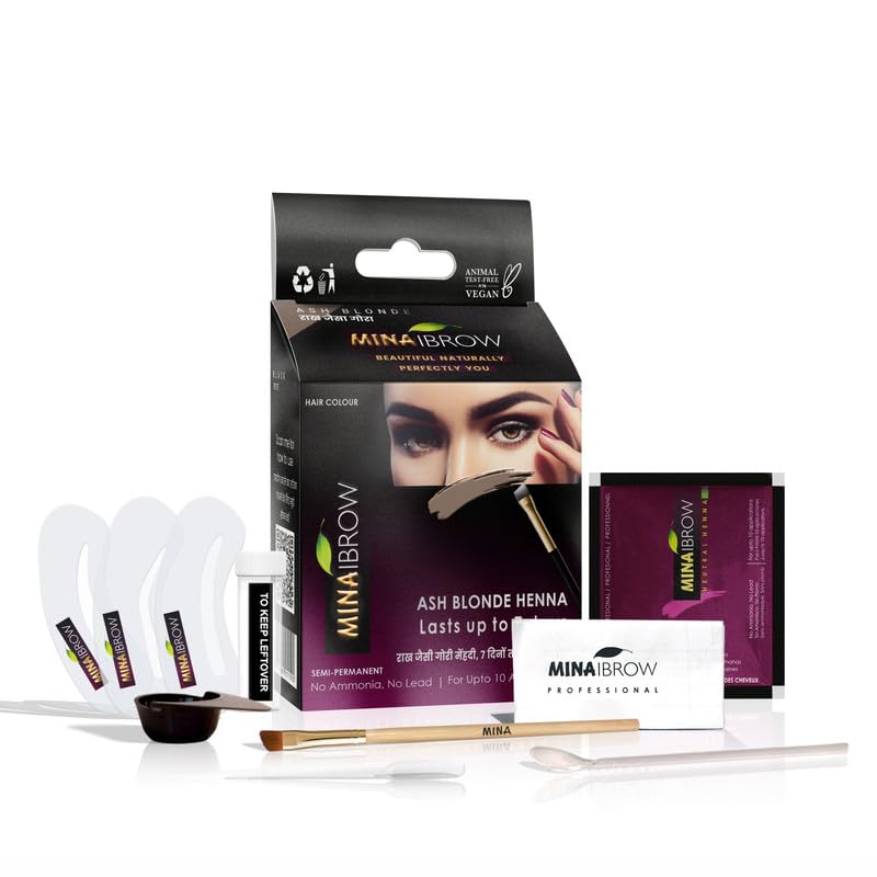 MinaiBrow Henna-Based Hair Colour | Eyebrow Pencil Alternative for Smudge Proof Brows | Easy Application | Even Coverage | Long-Lasting Colour That Stays Up to 7 Days (Ash Blonde, 1G)