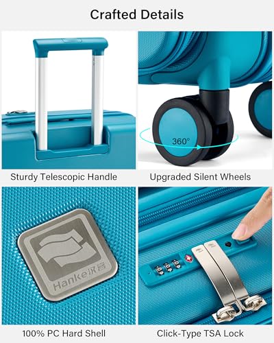 Image of Hanke Hardside Expandable Large Checked Luggage, 28 Inch Top Opening Trunk Luggages with Spinner Wheels, All-PC Hard Shell Suitcase, Lightweight TSA Approved (Caribbean Blue, 120L)