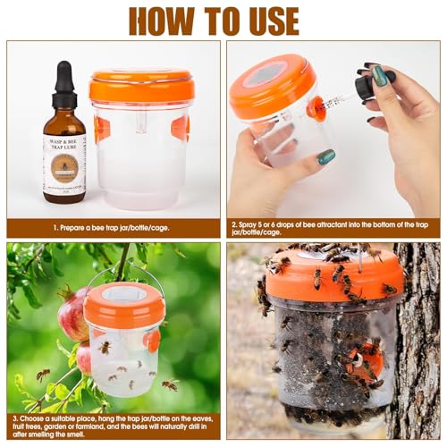 Image of 4 oz Carpenter Bee Bait Lure Traps for Outside, Attractant for Wasps, Yellow Jacket, Bees, Hornets, Insects Outdoor, Great for Hanging Insect Traps (2 oz /Bottle)