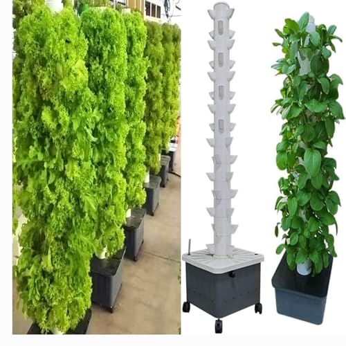 PTSZNGS Sistema de Cultivo hidropónico en Torre, Sistema de Cultivo Interior y Exterior, Torre de Cultivo sin Suelo, Kit de Cultivo aeropónico de 45 Orificios