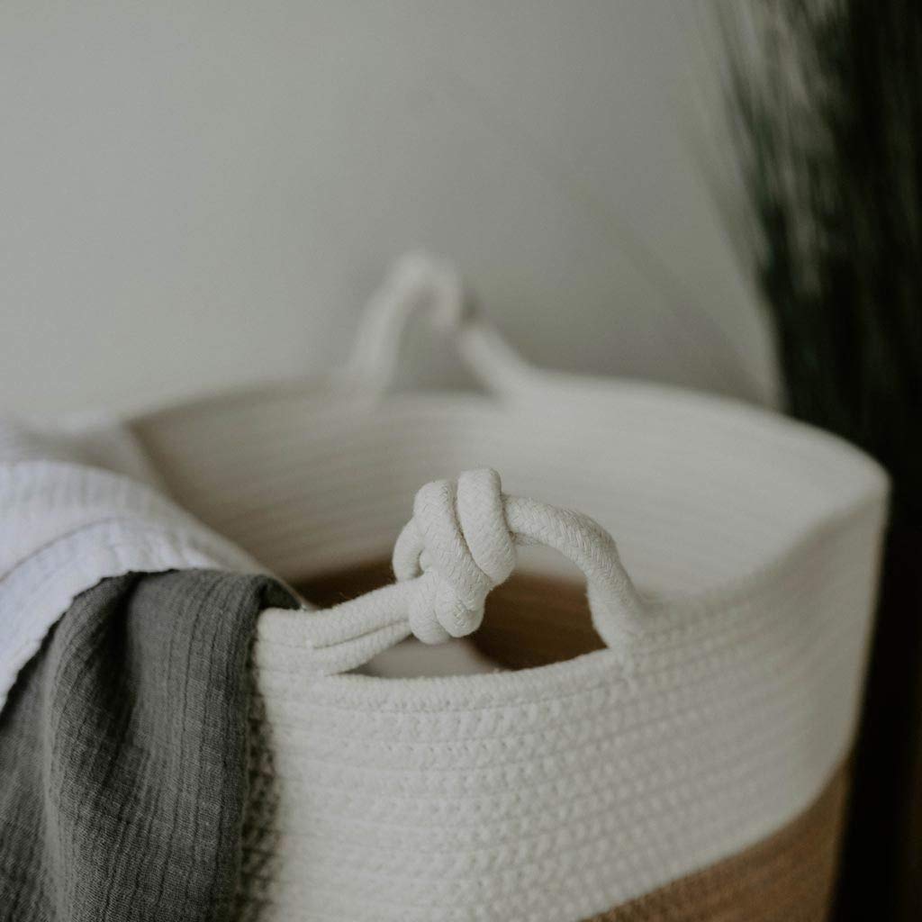 Parker - Cesto portaoggetti per la cameretta dei bambini, con corda e organizer per biancheria, giocattoli e coperte per bambini