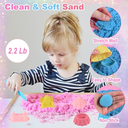 Faburo 48Pcs Unicorn Sensory Bin Sand Kit Toy for Toddler Girls 3 Unicorns by Faburo - Used condition - Image 3