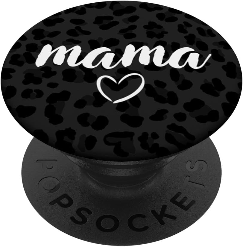 Mama Text with Black Cheetah Pattern Mother PopSockets PopWallet for MagSafe