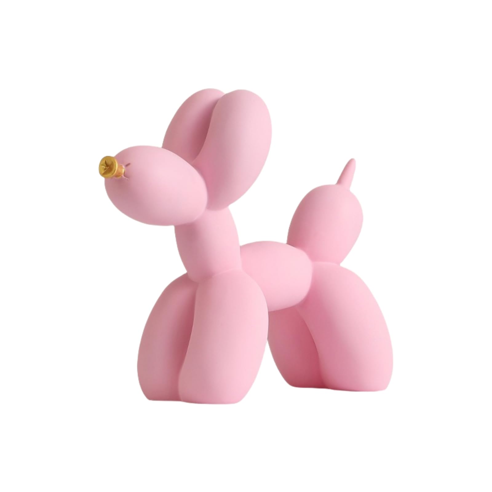 Yoyumi Pink Gold Mouth Balloon Dog Sculpture,Minimalist Resin Statue For Living Room, Bedroom And Office, 23 * 19 * 9Cm