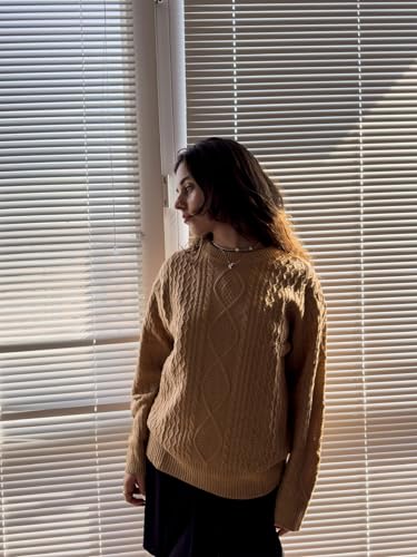 Image of Zeagoo Cable Knit Sweater Women Crewneck Long Sleeve Sweater 2024 Fall Chunky Vintage Pullover Tops