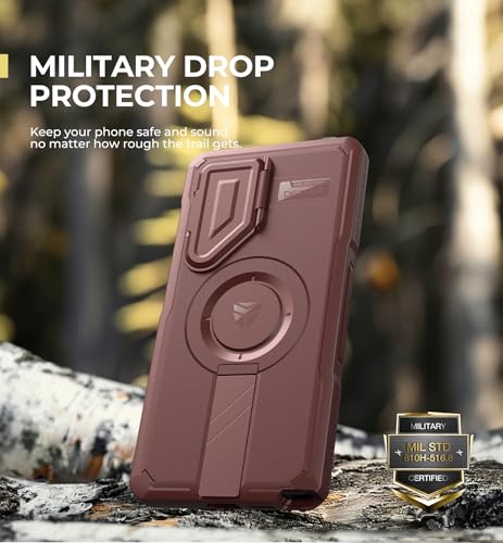 Image of Dexnor for Samsung Galaxy S25 Ultra Case with Camera Cover & Adjustable Kickstand & Built-in Screen Protector, Magnetic Rugged Shockproof Bumper Cases Heavy-Duty Protective Cover (2025),Maroon Red