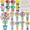 Qyeahkj 32 Pack Mothers Day Picture Frame Craft Kits for Kids DIY Flower Photo Crafts with Stickers Spring Plant Picture Paper Arts Crafts Gifts Bulk for Mom Home Class Kindergarten Party Decor