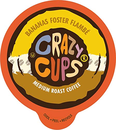 Crazy Cups Flavored Coffee for Keurig K-Cup Machines, Bananas Foster Flambe , Hot or Iced Drinks, 22 Single Serve, Recyclable Pods