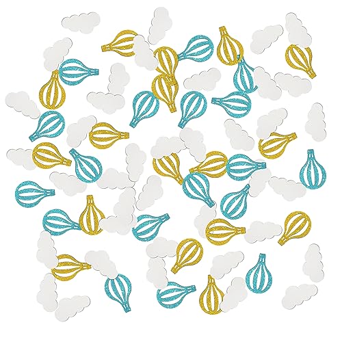 INNORU Hot Air Balloon Confetti Glitter, Cloud Travel Theme Table Confetti, Baby Shower Paper Scatter, Children Boys Girls Birthday Wedding Graduation Retirement Party Table Decorations Confetti, 120pcs