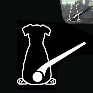 1 PC Car Rear Windshield Wiper Stickers, Waterproof Dog Rear Window Wiper Decal Accessories, Windshield Dogs Creative Car Decoration Replacement Parts, Suitable for Most Cars, SUVs (White)