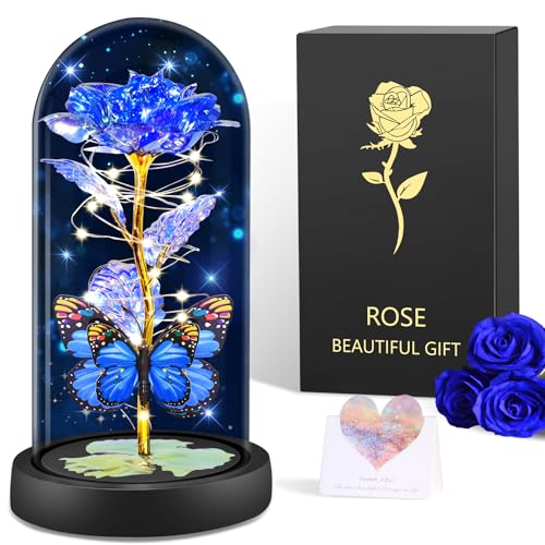 BOLEi Rosa Eterna LED, Regalos Originales para Mujer(Rosa Azul Clásica)