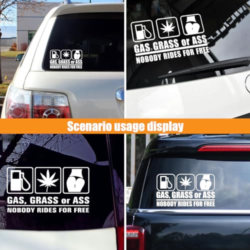 Image of GLSOWEE Gas Grass or Ass Sticker for Cars, Nobody Rides for Free Decal
