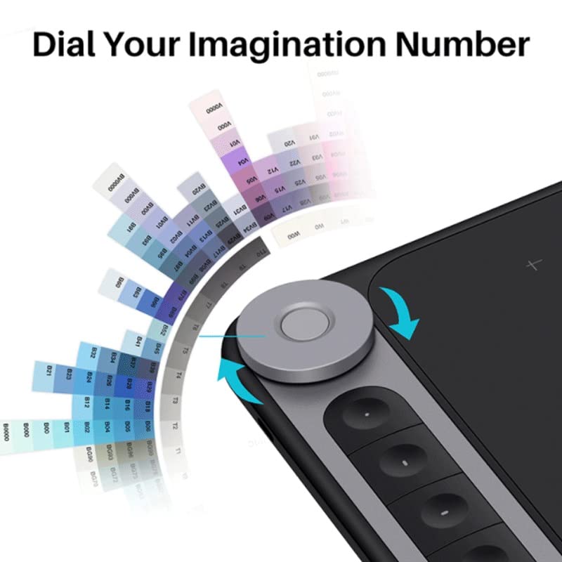 Tableta gráfica digital con dial para PC y Android, área activa de 10,5 x 6,56 pulgadas, sensibilidad a la presión de 8192 niveles, incluye lápiz PW500 sin batería, cable USB-C, receptor 2,4 GHz y adaptador OTG miniatura 4