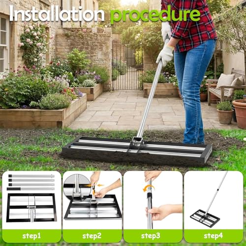 Rastrillo nivelador de césped SporGain 40"x10" con rodillos de aluminio miniatura 6
