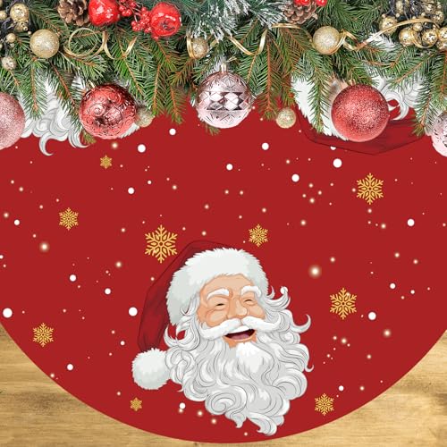 Small Tree Skirt 20 Inch Mini Christmas Tree-Skirt Red Santa Xmas Tree Base Cover Mat Table Top Decorations for 4ft-Tree, Christmas Decor for Home Office Indoor Holiday Party