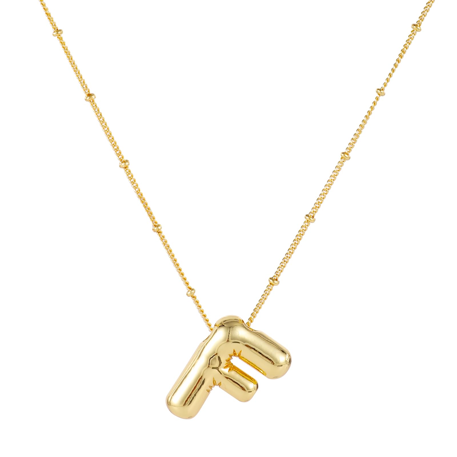 Necklace, 14k Gold Plated Balloon Initial Necklace Personalized Balloon Alphabet Pendant Necklaces Jewelry Gift for Women Girls