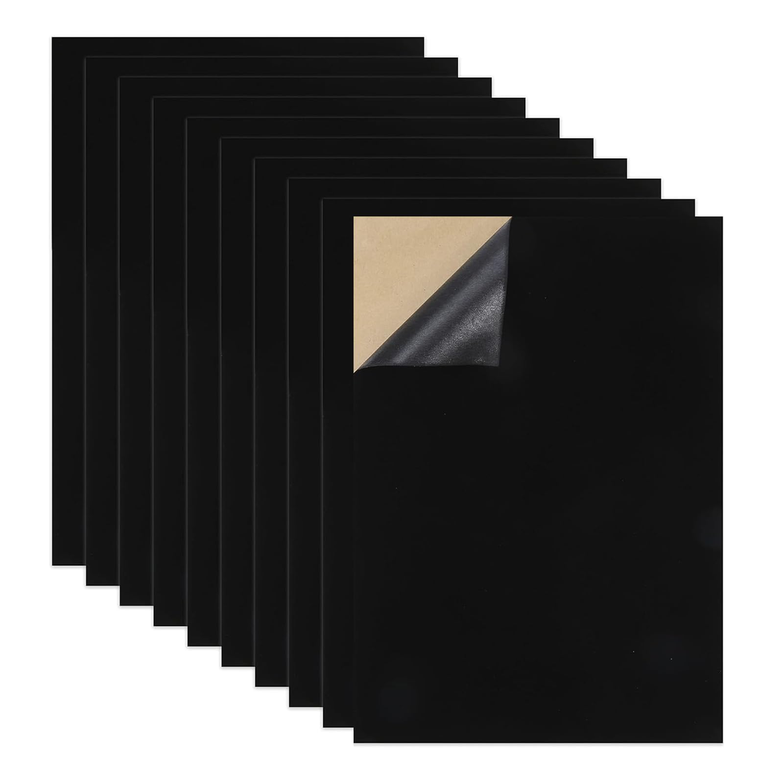 10PCS Black Velvet Adhesive Felt Fabric, 11.7 * 8.3inch Velvet Fabric Sheets, Felt Sheet for Art and Crafts, Jewelry, Box Drawer Liner, Craft Making
