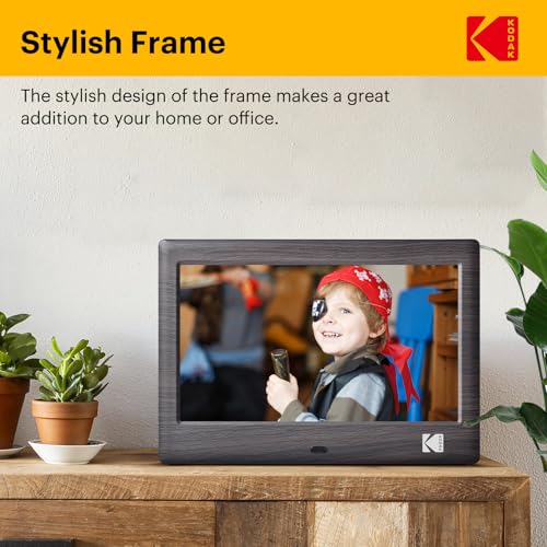 Image of KODAK 7 Inch Digital Picture Frame with Remote Control, 1024x600 HD Display Digital Photo Frame, USB or SD Card Required, Auto-Rotate, Supports Photo /Video /Music /Calendar /Slideshow