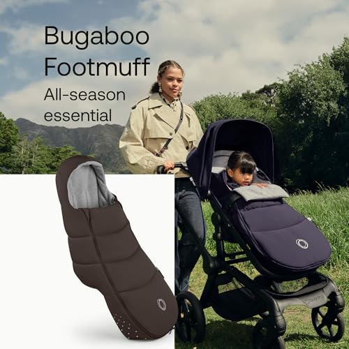 Image of Bugaboo All-Season Footmuff - Weatherproof, Breathable & Water-Repellent Toddler Footmuff with Removable Insert, Reflective Details, Two-Way Zipper, Fits All Bugaboo Strollers - Cocoa Brown | Soft fleece lining, breathable materials, weatherproof protection, two-way zipper, reflective details, Cocoa Brown