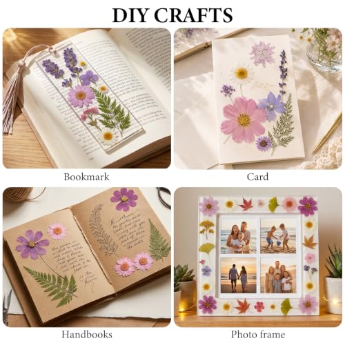 Image of NESCCI 412 Pcs Purple Pink Dried Flowers for Crafts,Real Nature Dried Flowers for Craft Bulk Dry Flowers Leaves Kit Used for Resin Molds Scrapbooking DIY Art Crafts Candle Soap Making Nails Decor