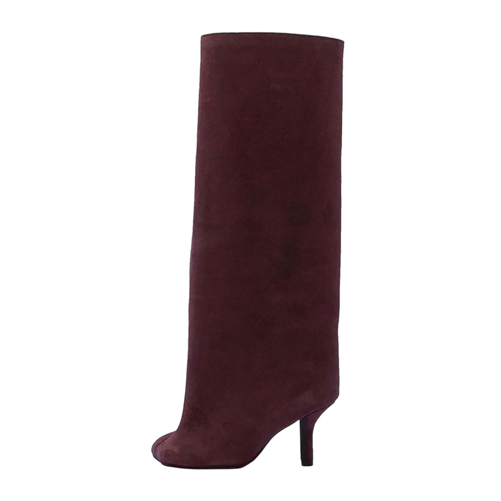 Bottes mi-mollet rétro western en daim de qualité supérieure bout carré - 4