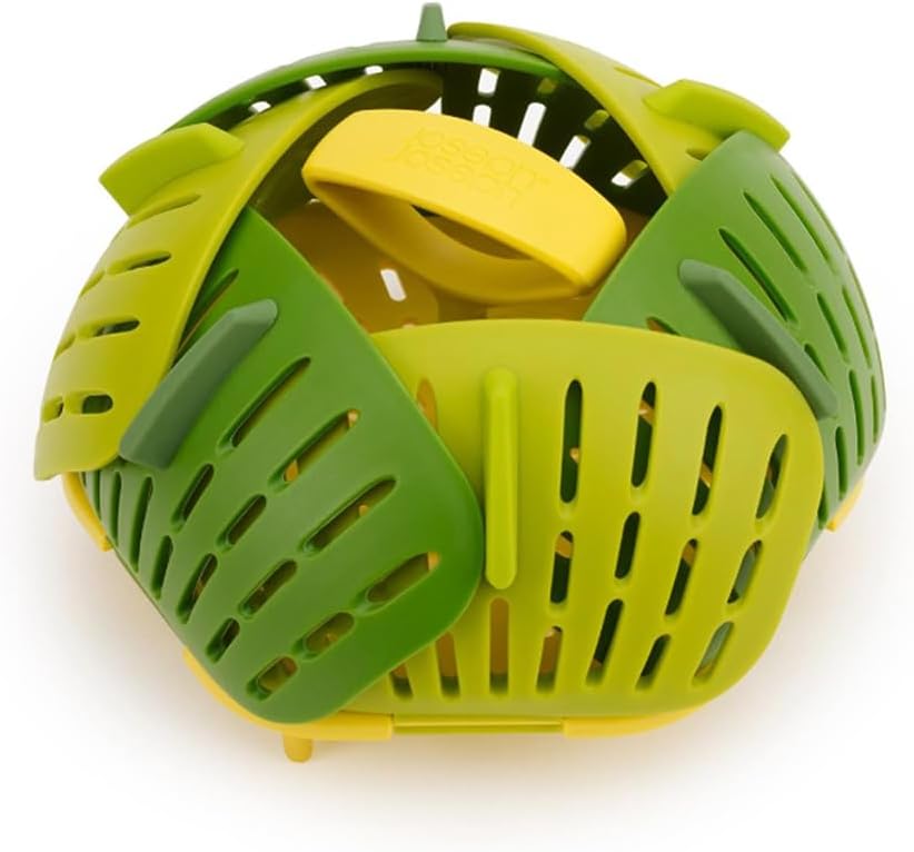 Joseph Joseph Bloom Folding Steamer Basket for Vegetables, Expandable for Various Pans, Compact Storage - Green
