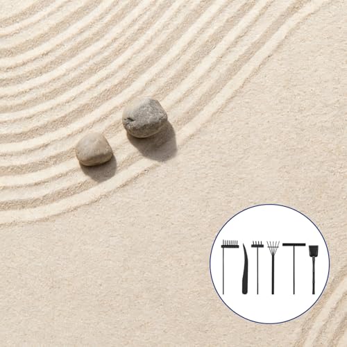 Thinp 6 Pcs Mini Zen Garden Kit, Small Zen Garden Rake Tools Mini Sand Zens Tools for Gardening-Sand Meditation Accessories for Home Office Desktop Decor - Thumbnail 6