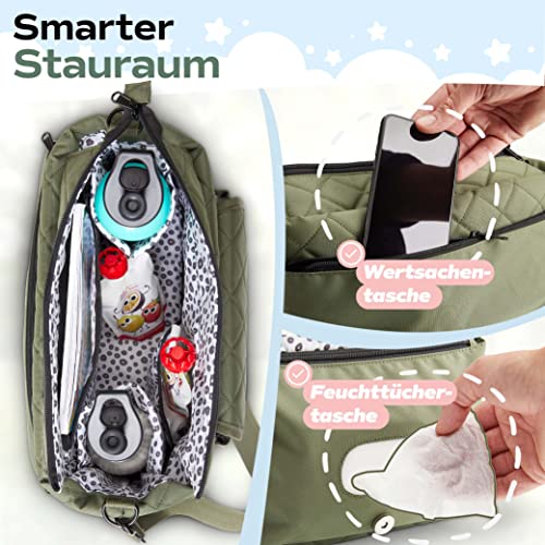 Little Amy® Kinderwagentasche mit Feuchttuchspender und Wickelunterlage Kinderwagen-Organizer große Kapazität multifunktionale Wickeltasche Buggy-Organizer wasserabweisend mit Kinderwagenhaken