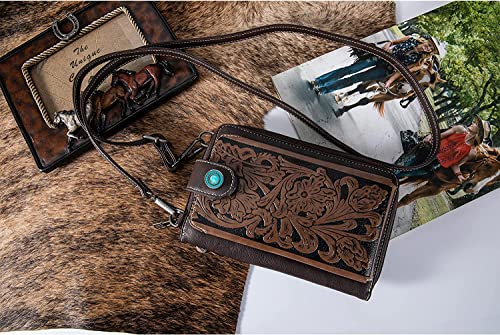 Image of Montana West Western Crossbody Phone Wallet for Women RFID Blocking Wallet Purse with Cash Slots & Zipper Pocket