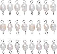 Vista 7 de SUNNYCLUE 1 Caja 30 Piezas Cuentas de Perlas Naturales de Agua Dulce Enlaces Conectores de Doble Bucle Perlas Barrocas Cuentas Redondas Conector