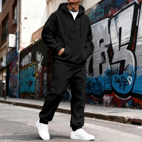 Men Track Suits 2 Piece Set Jogger And Hoodie Fall Sweatsuit Sweatpants Set - image 3