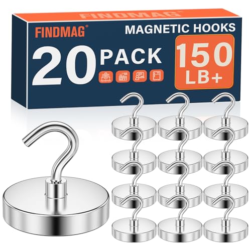 Image of FINDMAG 20 Pack Magnetic Hooks for Cruise Cabins, 150LB+ Magnet Hooks