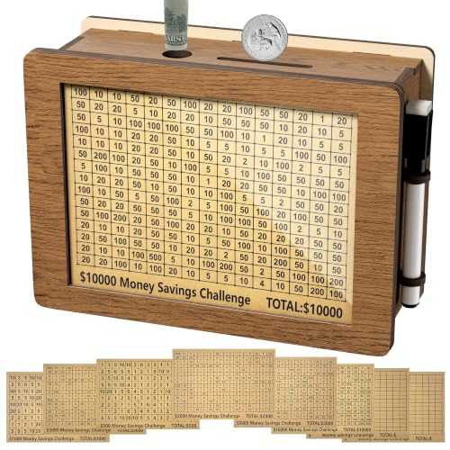 Penkyer Wooden Money‑Saving Box Piggy Bank for Kids & Adults, Brown A Type